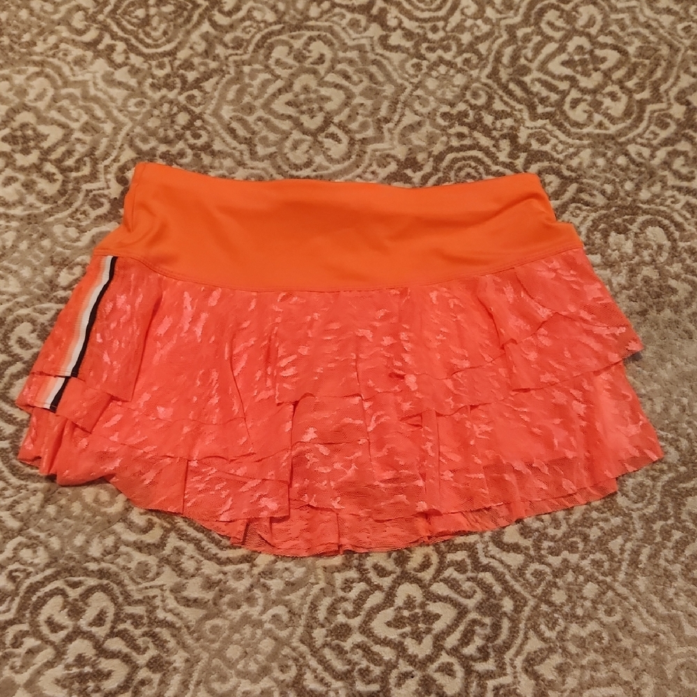 Lucky in Love Women's Orange Tennis Skirt - Picture 4 of 6